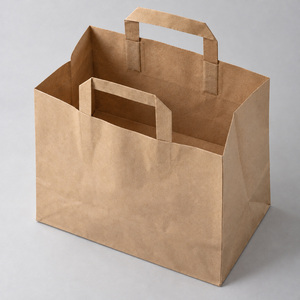 Custom <b>Brown</b> Kraft <b>Paper</b> <b>Bags</b> with Flat <b>Paper</b> Handles for Takeaway and Retail Packaging - Product Image 2