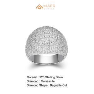 Anillo de Moissanita para Hombre, Estilo Hip Hop, Oro y Plata de Ley, Ovalado con Halo y Baguette, Lujoso, para Boda, Aniversario, Regalo - Product Image 6