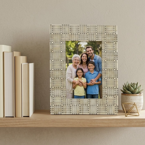 Decorative Wooden <b>Photo</b> <b>Frame</b> Geometric Pattern Family Picture <b>Frame</b> Elegant Tabletop <b>Frame</b> for Home office Living Room Decor - Product Image 3