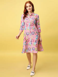 Vestido Midi Casual de Moda para Mujer con Cuello Vuelto, Lazos de Colores Mezclados en la Cintura, Dobladillo Asimétrico y Color Liso Natural - ¡Mejor Precio! - Product Image 5