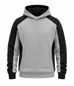 Men's Black Hooded Sweatshirt <b>Raglan</b> Sleeve Solid Color Fleece Casual Winter Wear Regular Fit Pocket Design Eco-Friendly - Product Image 3