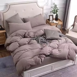 Ensemble de literie de luxe moderne pour chambre à coucher, ensemble de housse de couette en coton lin de haute qualité, 3 pièces, couleur unie - Product Image 2