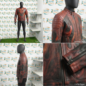 Vestes en cuir véritable pour hommes, style bomber, prix de gros, style classique, fermeture éclair intégrale, col rabattable, veste de moto pour homme - Product Image 6