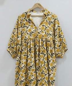 Robe midi bohème élégante et unique pour femme, respirante, écologique, à manches bouffantes, imprimé floral, pour l'été, le printemps et l'automne - Product Image 4