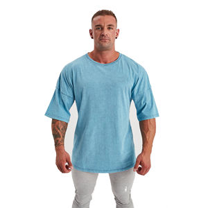 T-shirts pour hommes en coton délavé, effet usé, coupe classique, respirant, toucher doux, manches courtes, style décontracté, mode streetwear - Product Image 1