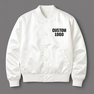 Chaqueta Bomber de Satén Brillante con Cierre, Casual para Hombre y Mujer, con Diseño Bordado, Ecológica y Transpirable, Cuello Alto, Invierno - Product Image 1