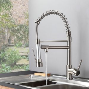 Rubinetto da Cucina Monocomando con Doccetta Estraibile in Acciaio Inox, Finitura Nichel Spazzolato - Product Image 2
