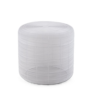 <b>White</b> Iron Wire Drum Side Table with Solid Top Living Room Furniture for Home Apartment Use Industrial Ottomans <b>Stools</b> - Product Image 1