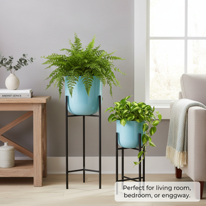 Macetero Moderno de Acero Inoxidable de Primera Calidad, Soporte para Macetas con Acabado Azul Cian, Ecológico, para Uso en Interiores, Hogar y Jardín - Product Image 4