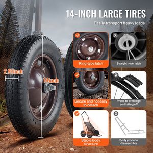 Carrello Pieghevole per Trasporto Cervi con Capacità di 227 kg, 4 Grandi Ruote e Maniglia Ergonomica, Carrello da Campeggio Resistente - Product Image 3