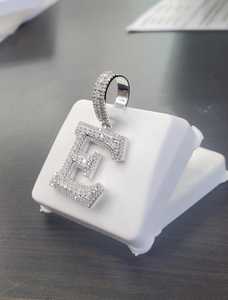 Customize E Letter Iced Out Moissanite Pendant Hip Hop Party 925 Sterling Silver For Men's Fine Jewelry Pendants & Charms - Product Image 2