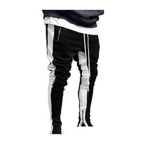 Pantalones Deportivos para Hombre en Blanco y Negro con Bloques de Color, Cintura Elástica, Franja Lateral, Estilo Urbano, Transpirables, Tejidos, para Otoño - Product Image 4