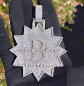 Pendentif en argent sterling plaqué or pour femme avec lettre personnalisée en moissanite véritable taille ronde 4 carats - Product Image 6