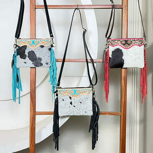 Bolsos Cruzados de Cuero Vacuno Hechos a Mano, Mini Bolsos de Flecos para Mujer, Bolso de Cuero Genuino para Damas, Última Moda en Venta - Product Image 4