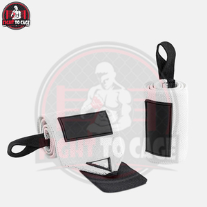 Premium Quality <b>White</b> Heavy Duty With Adjustable Elastic Thumb Loop Support For Weightlifting Gym & Powerlifting Wrist <b>Wraps</b> - Product Image 3