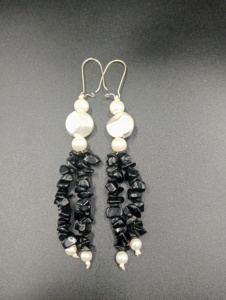 Amaira Jewels Butterfly Drop <b>Earrings</b> Gold Plated <b>Red</b> Beads Black Chips Freshwater Pearl Minimalist Women's Dangle Party - Product Image 1