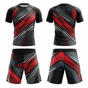 Men's MMA Rash Guard Set Black <b>White</b> Geometric Print Fitted Moisture Wicking Polyester <b>Shorts</b> and Shirt Sports Apparel - Product Image 2