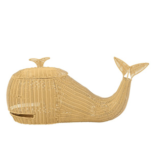 Versatile Kids Whale Rattan Basket Handcrafted Wicker <b>Storage</b> Organizer for Toys Books Baby <b>Clothes</b> Nursery and Playroom - Product Image 2