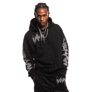 Sweat à capuche tendance pour homme avec strass, pull en polaire épais pour l'hiver, hauts à capuche avec strass pour homme - Product Image 3