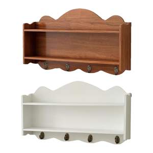 Étagère murale en bois, support d'exposition d'ornements, organisateur polyvalent marron pour bureau, chambre à coucher, entrée - Product Image 2