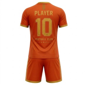 Conjunto de Uniforme de Fútbol Profesional Edición Naranja y Dorada con Detalle de Número, Corte Atlético, Duradero y Resistente a la Humedad - Product Image 2