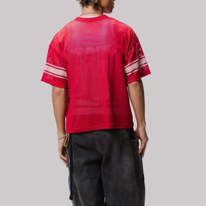 Maillot de football pour homme à blocs de couleur, manches courtes, col rabattu, respirant, en polyester, coupe ample, pour toutes les saisons - Product Image 6