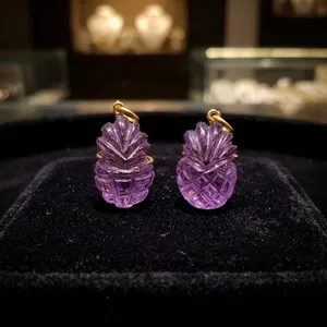 Ametista natural tallada en forma de piña, gema suelta con corte de flor púrpura para la fabricación de joyas - Product Image 6