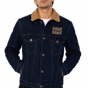 Chaqueta Vaquera Personalizada para Hombre con Cuello de Piel Sintética, Cierre de Botones, Estilo Casual, Corte Regular, para Otoño, Vestimenta Informal de Fin de Semana - Product Image 1