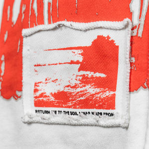 Sudadera con Capucha y Cierre para Hombre, Color Blanco, con Estampado de Goteo Rojo, Bolsillo Delantero, Felpa Francesa de Algodón, Estilo Casual para Otoño - Product Image 3
