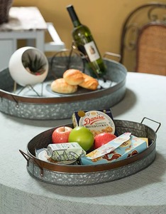 Bandeja de Servicio Multiusos de Lujo para el Desayuno, Artesanía Metálica, Hecha a Mano con Metal Galvanizado, Diseño Moderno Ecológico para Bodas - Product Image 5