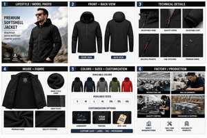 Men's Hooded Softshell <b>Jacket</b> With Fleece Lining Waterproof Outdoor Sports Wear Custom Design - Product Image 3