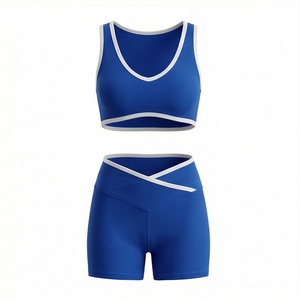 Ensemble de sport deux pièces léger grande taille pour femme, soutien-gorge de sport et tenue de fitness pour yoga et exercices athlétiques - Product Image 1