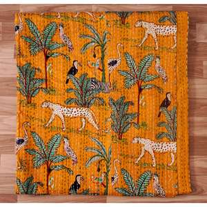 Colchas Kantha Modernas y de Estilo Vintage, Étnicas, Tradicionales, 100% Algodón, Ecológicas, Hechas a Mano, con Estampado Animal, para Uso en el Hogar y Hoteles - Product Image 6