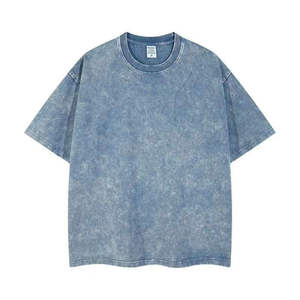 Camiseta de algodón pesado para hombre, lavado ácido, estilo vintage, oversize, cuello redondo, manga corta, venta al por mayor, logotipo personalizado, ropa urbana - Product Image 4
