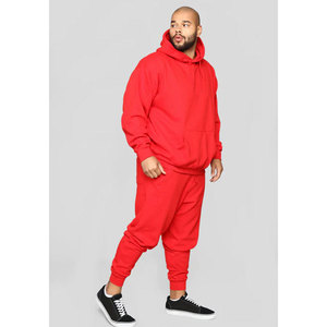 Ensemble de survêtement rouge pour homme, grande taille, en molleton de coton, coupe ample, style streetwear, survêtement de sport surdimensionné - Product Image 1