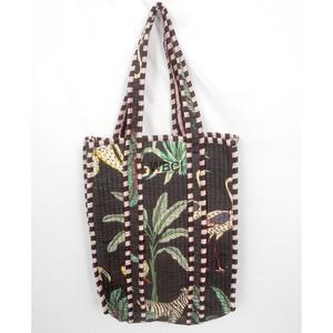 Sac fourre-tout matelassé en coton fait main, petit sac à bandoulière en coton floral, sac de shopping rayé pour le quotidien et les voyages - Product Image 1