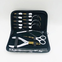 Kit d'outils professionnels pour extensions de cheveux brésiliens, pince à deux trous pour fusion, bandes adhésives et boucles, pour cheveux Remy à double trame