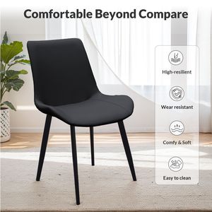 Set di Sedie da Pranzo Moderne in Pelle PU Nera con Gambe in Metallo per Cucina, Ristorante, Soggiorno e Sala Riunioni - Product Image 4