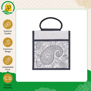 ถุงช้อปปิ้งผ้ากระสอบป่านคุณภาพดีที่สุด แบบกำหนดเองได้ เป็นมิตรกับสิ่งแวดล้อม ลายเรขาคณิต ปราศจากสารอะโซ พร้อมหูหิ้วแบบถักบุฟองน้ำ - Product Image 6