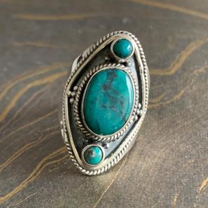 Chunky Designer <b>Turquoise</b> <b>Ring</b> 9.3 Grams Elegant Jewelry - Product Image 1