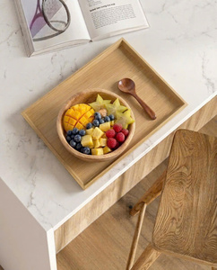 Oak Wood Japanese Style Rectangular Eco-Friendly Serving Tray Minimalist Design <b>Block</b> <b>Corner</b> Feet Hotel Restaurant OEM Vietnam - Product Image 5
