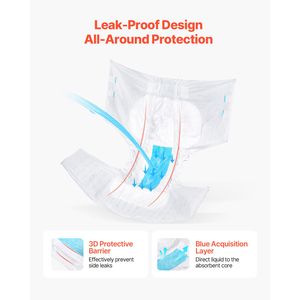 Pannolini per adulti super assorbenti usa e getta taglia XL, mutande 3D anti-perdita con linguette per uomo e donna, SAP giapponese - Product Image 4