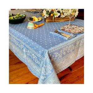 European Full Length Good Quality 100% Cotton Embroidered Style Jacquard Rectangular <b>Table</b> Cloth Hotel Restaurant Desk <b>Cover</b> Set - Product Image 2