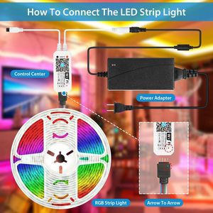 Striscia LED Intelligente WiFi da 5 Metri con 300 LED SMD5050 RGB Cambiacolore, Compatibile con Alexa e Google Assistant, Facile da Sincronizzare - Product Image 1