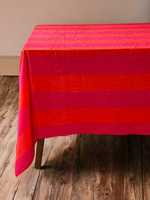 Nappe carrée florale en coton faite à la main rose et orange pour la décoration de la maison, ensemble lavable
