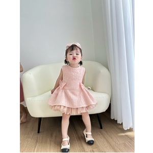 46 <b>Top</b> Straight Cut New Custom Nhung Nguyen Luxury OEM/ODM Factory Party Dress <b>Sequin</b> Tweed Girls Dress with Side Bow - Product Image 6