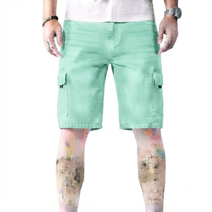 Pantalones vaqueros cortos elásticos para hombre, ropa informal de moda de alta calidad con cintura elástica, ropa masculina unisex de gran tamaño - Product Image 1