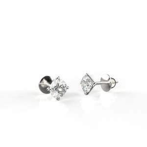 Classic Round Brilliant Diamond Stud <b>Earrings</b> 18K Gold Filled Claw Setting Women's Wedding <b>Fine</b> Jewelry - Product Image 2