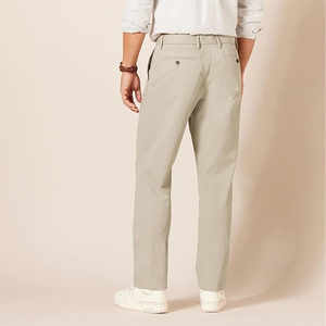 <b>Men's</b> <b>Khaki</b> Straight Fit Casual Trousers Mid Waist Button Fly Anti-Wrinkle Oxford Cotton <b>Pants</b> Spring Style - Product Image 3
