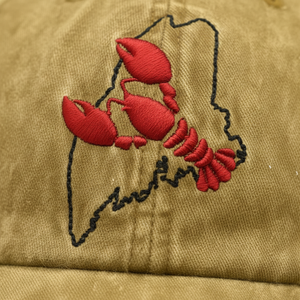 Gorra de Béisbol con Bordado de Langosta, 100% Algodón, Diseño del Contorno del Estado de Maine, Estilo Vintage Lavado, Gorra Tipo Dad, Estilo Personalizado OEM - Product Image 2